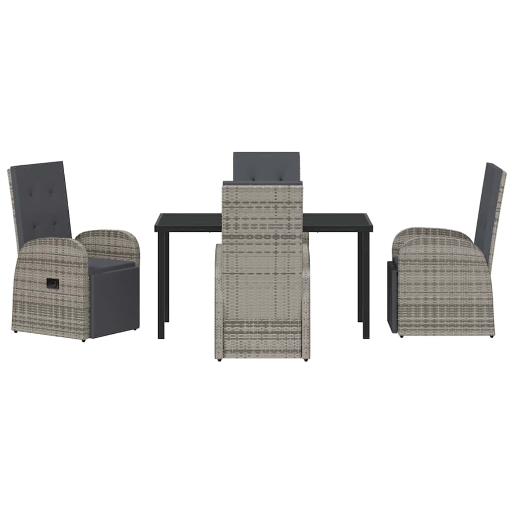 Ensemble de salle à manger pour jardin 5 pcs Gris polyrotin - XIOS