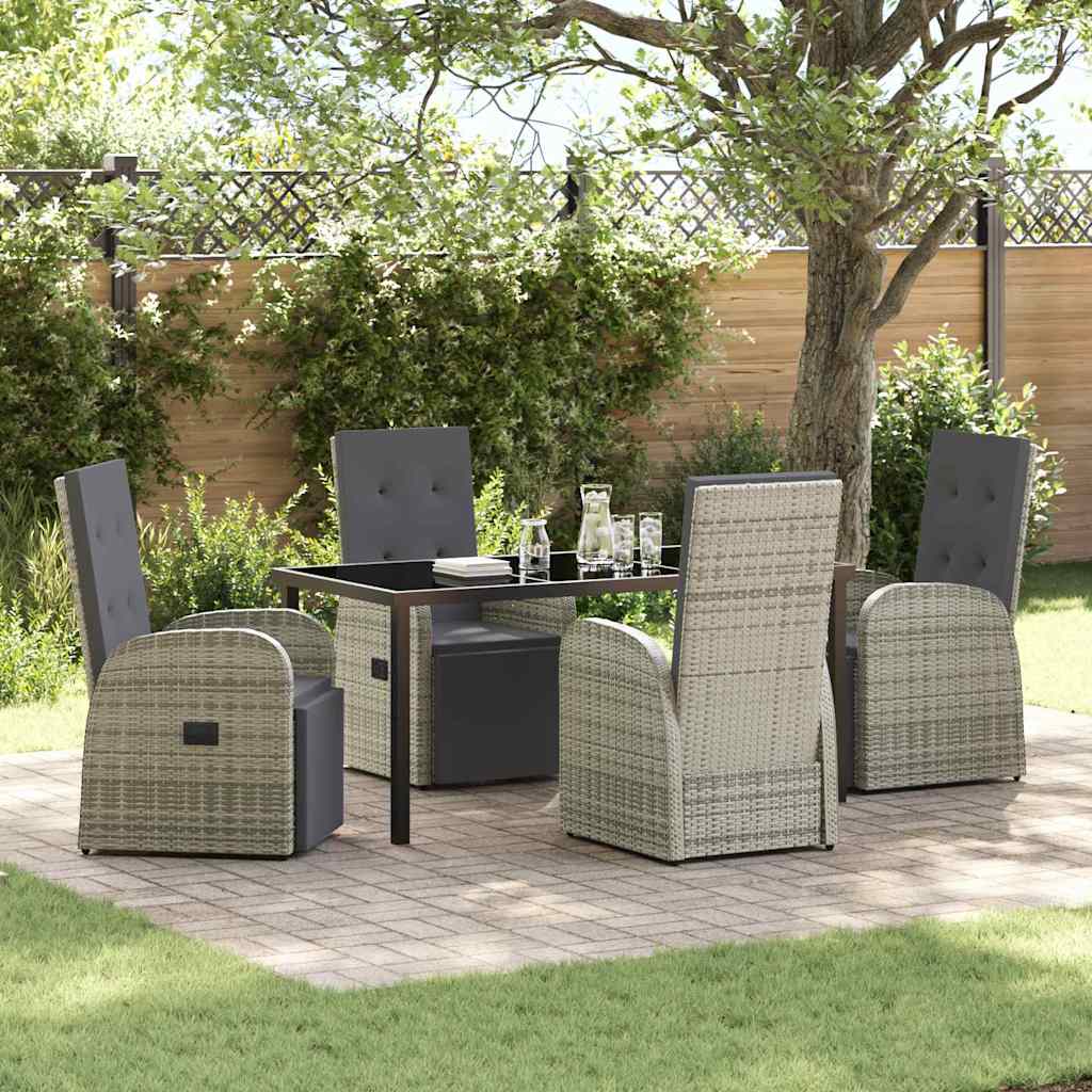 Ensemble de salle à manger pour jardin 5 pcs Gris polyrotin - XIOS