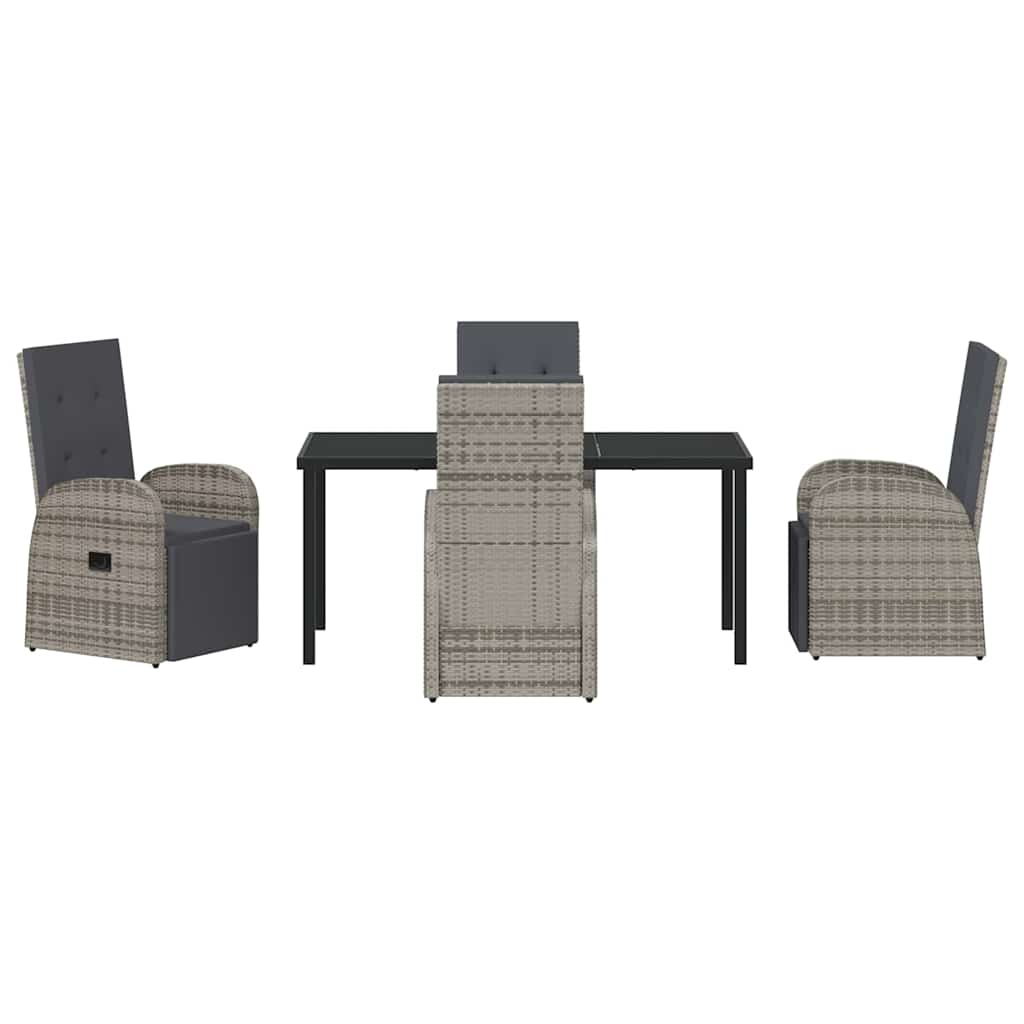 Ensemble de salle à manger pour jardin 5 pcs Gris polyrotin - XIOS