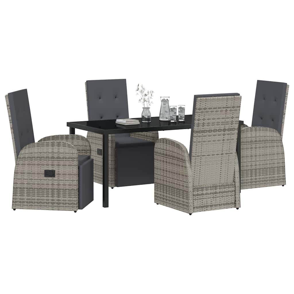 Ensemble de salle à manger pour jardin 5 pcs Gris polyrotin - XIOS