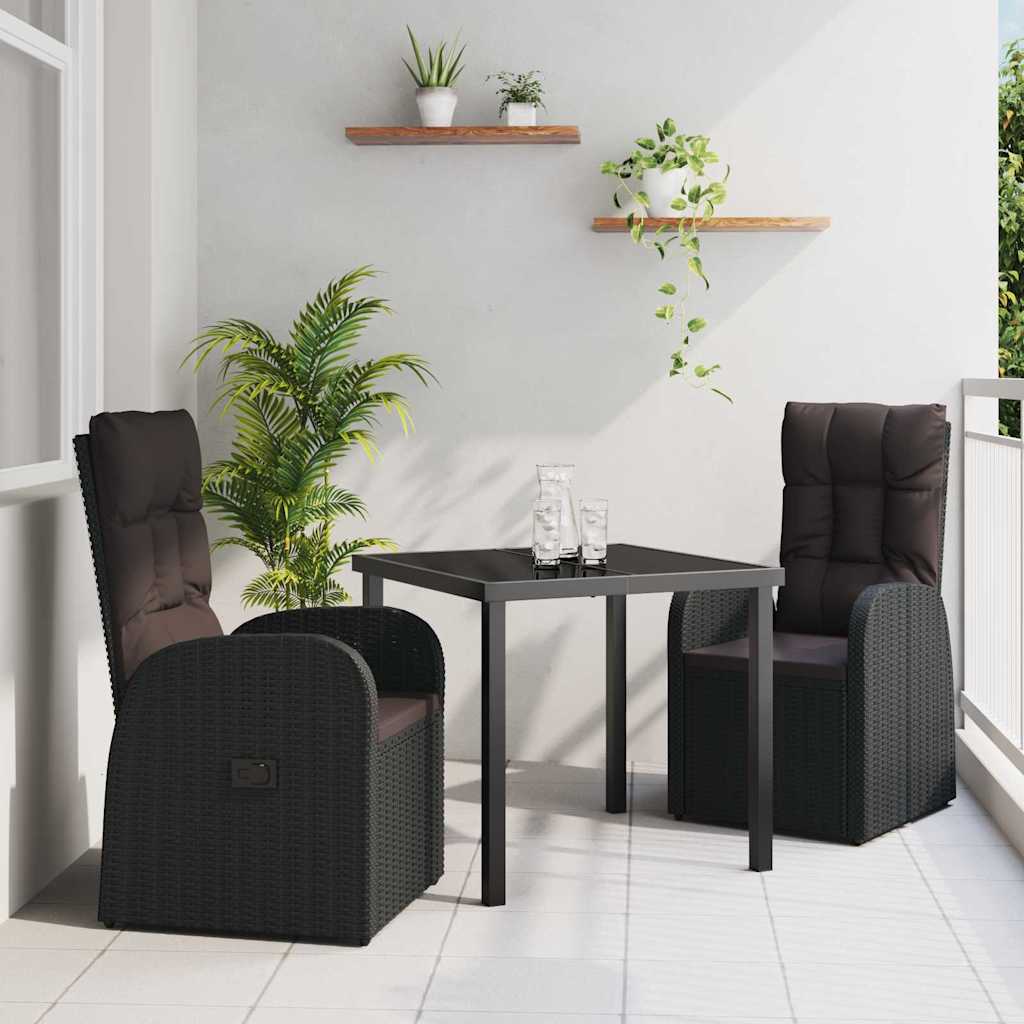 Ensemble de salle à manger pour jardin 3 pcs Noir polyrotin - XIOS