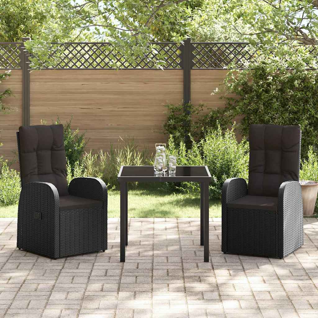 Ensemble de salle à manger pour jardin 3 pcs Noir polyrotin - XIOS