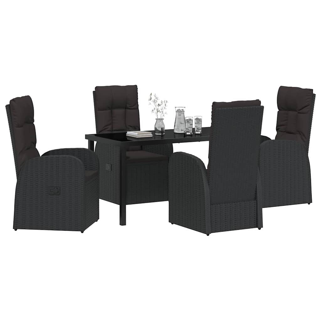 Ensemble de salle à manger pour jardin 5 pcs Noir polyrotin - XIOS