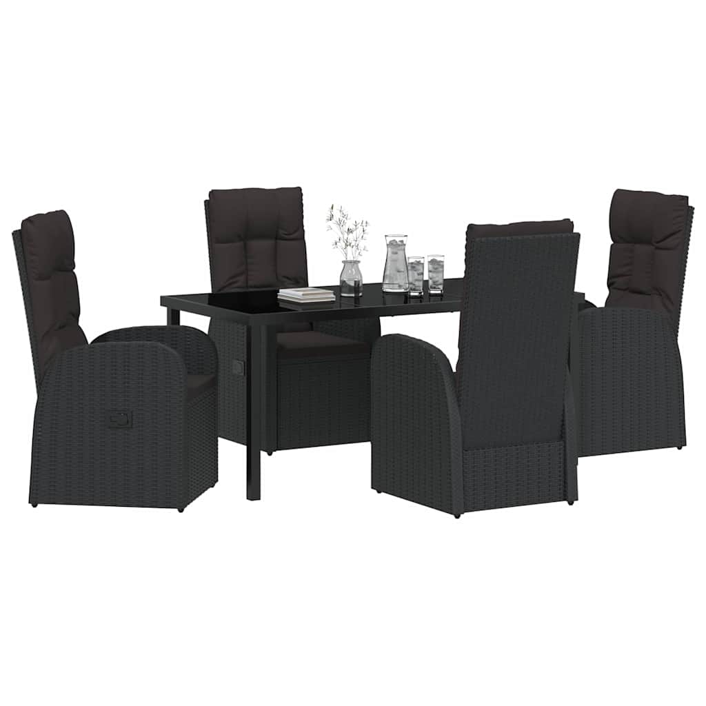 Ensemble de salle à manger pour jardin 5 pcs Noir polyrotin - XIOS