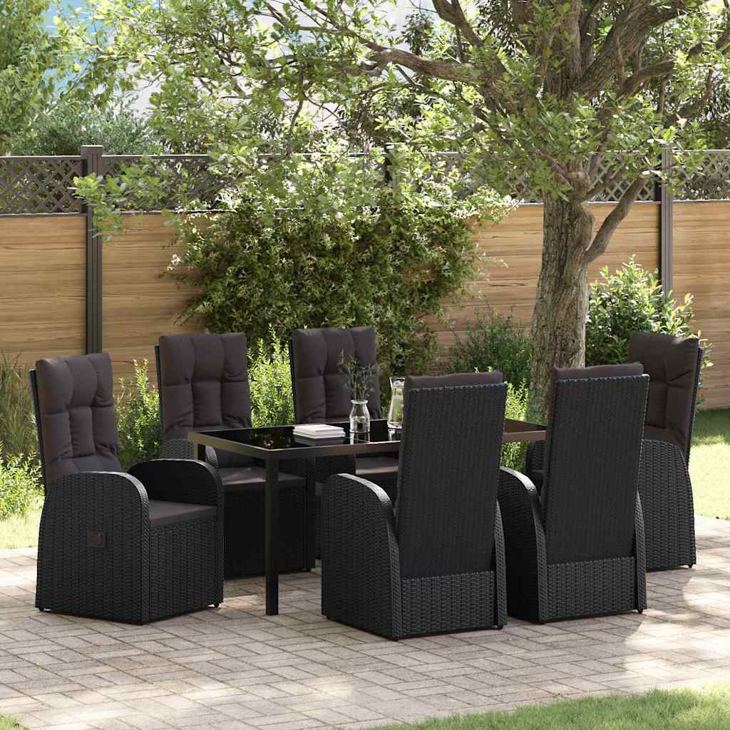 Ensemble de salle à manger pour jardin 7 pcs Noir polyrotin - XIOS