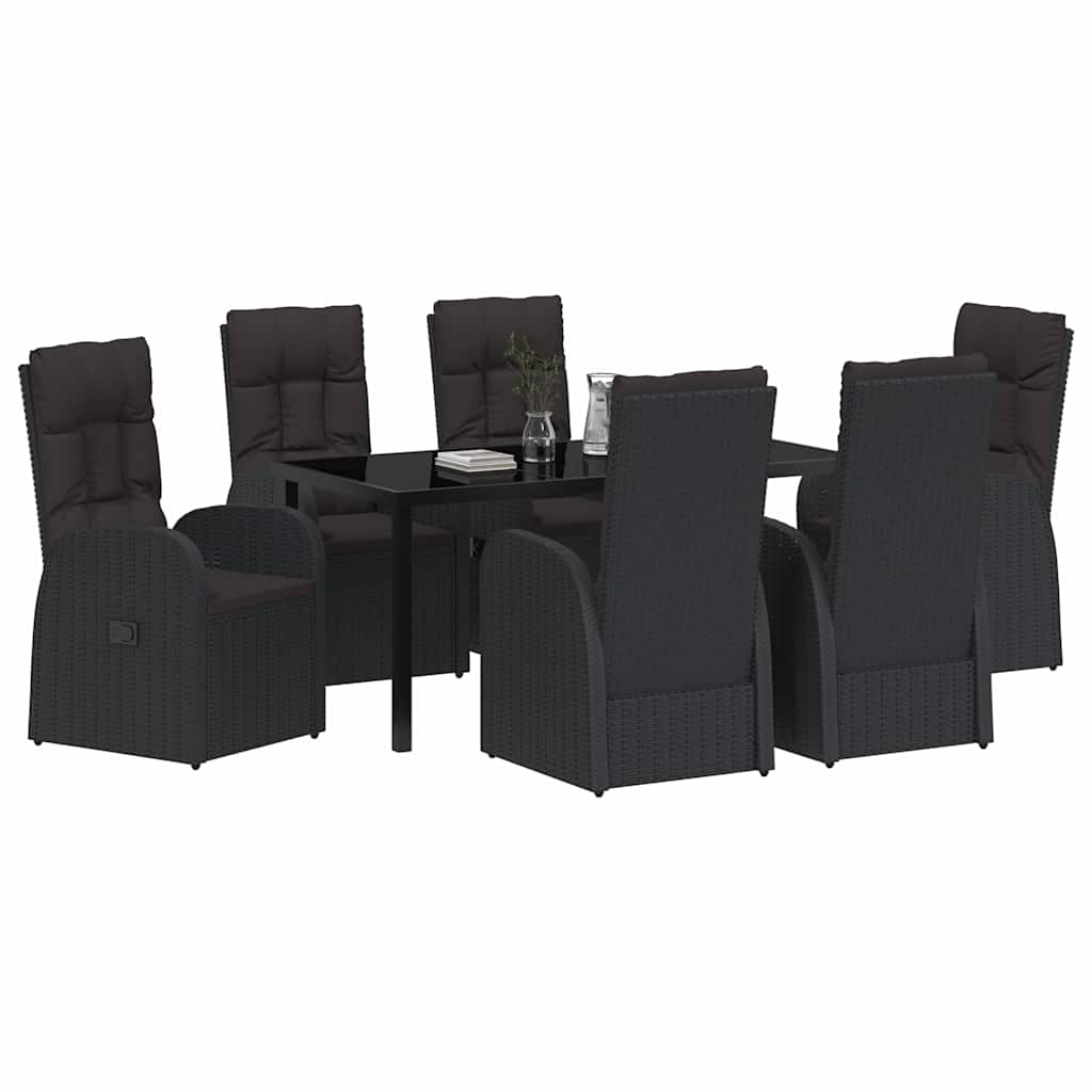 Ensemble de salle à manger pour jardin 7 pcs Noir polyrotin - XIOS
