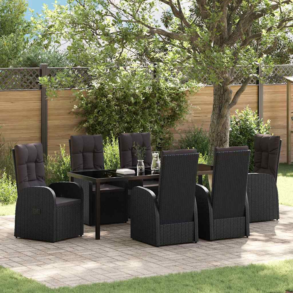 Ensemble de salle à manger pour jardin 7 pcs Noir polyrotin - XIOS
