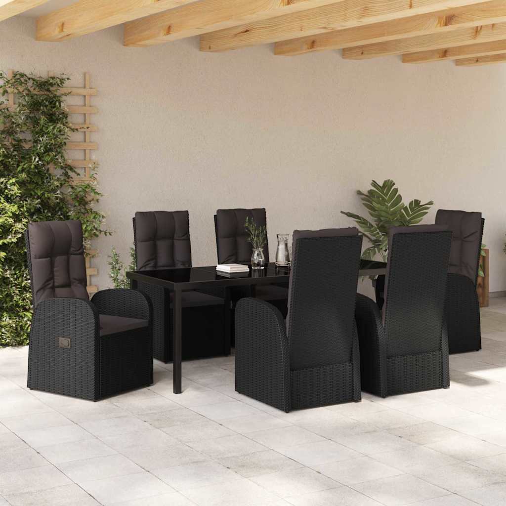 Ensemble de salle à manger pour jardin 7 pcs Noir polyrotin - XIOS