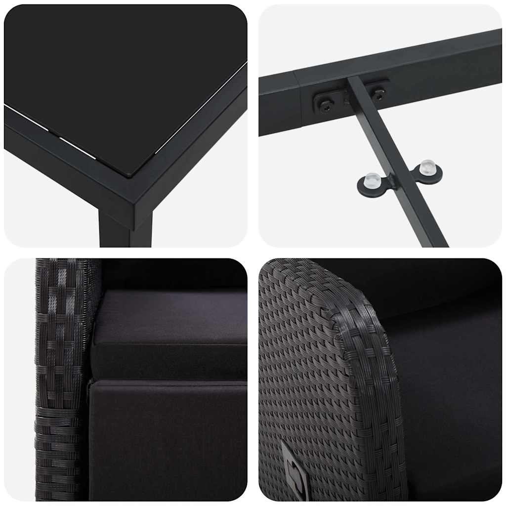 Ensemble de salle à manger pour jardin 5 pcs Noir polyrotin - XIOS