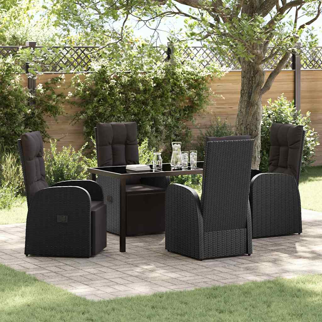 Ensemble de salle à manger pour jardin 5 pcs Noir polyrotin - XIOS