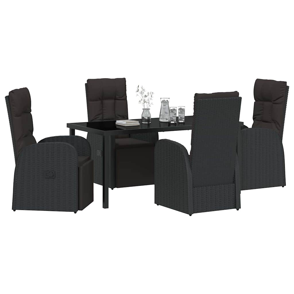 Ensemble de salle à manger pour jardin 5 pcs Noir polyrotin - XIOS