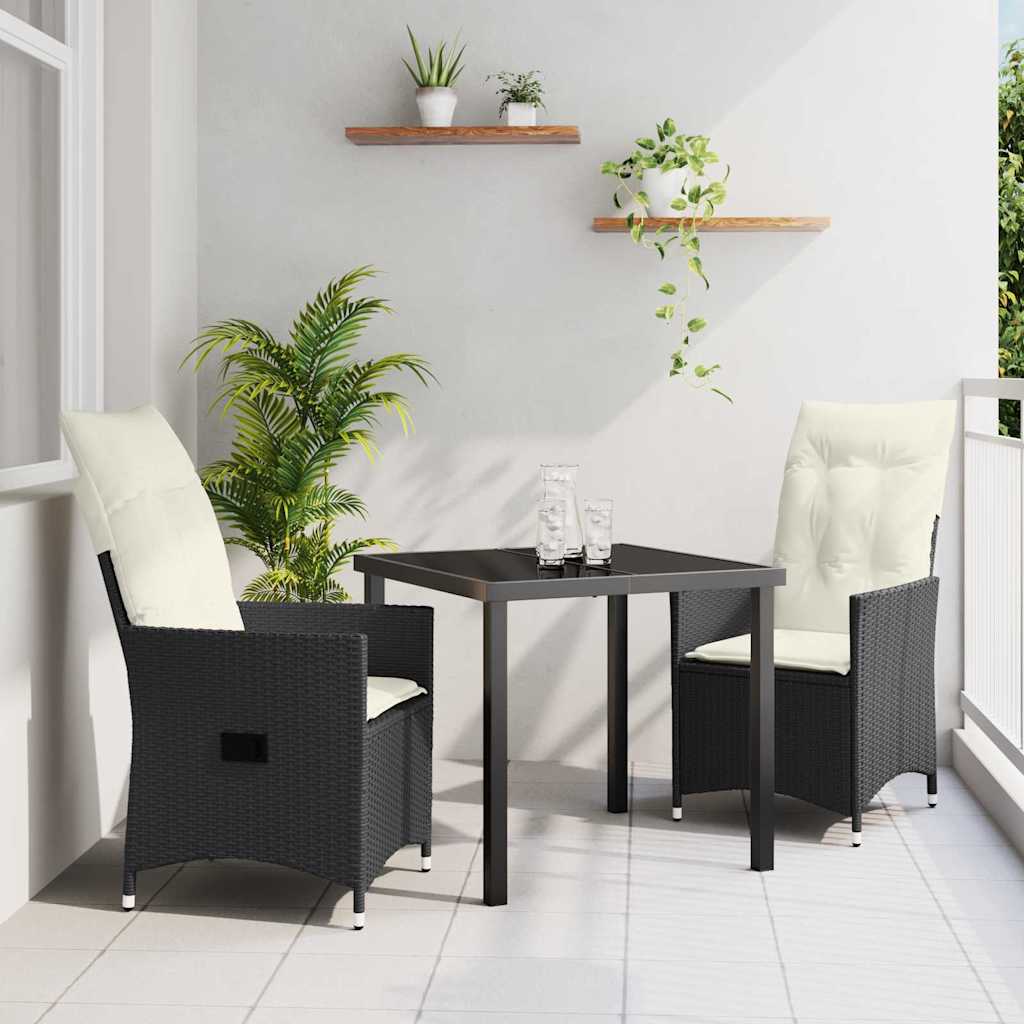 Ensemble de salle à manger pour jardin 3 pcs Noir polyrotin - XIOS