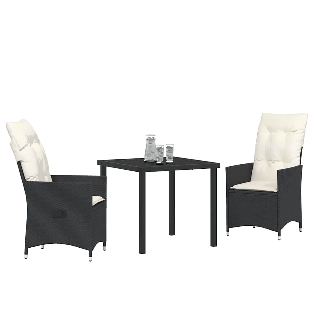 Ensemble de salle à manger pour jardin 3 pcs Noir polyrotin - XIOS