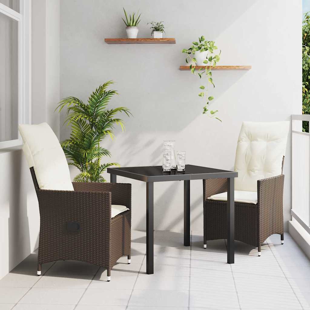 Ensemble de salle à manger pour jardin 3 pcs Marron polyrotin - XIOS
