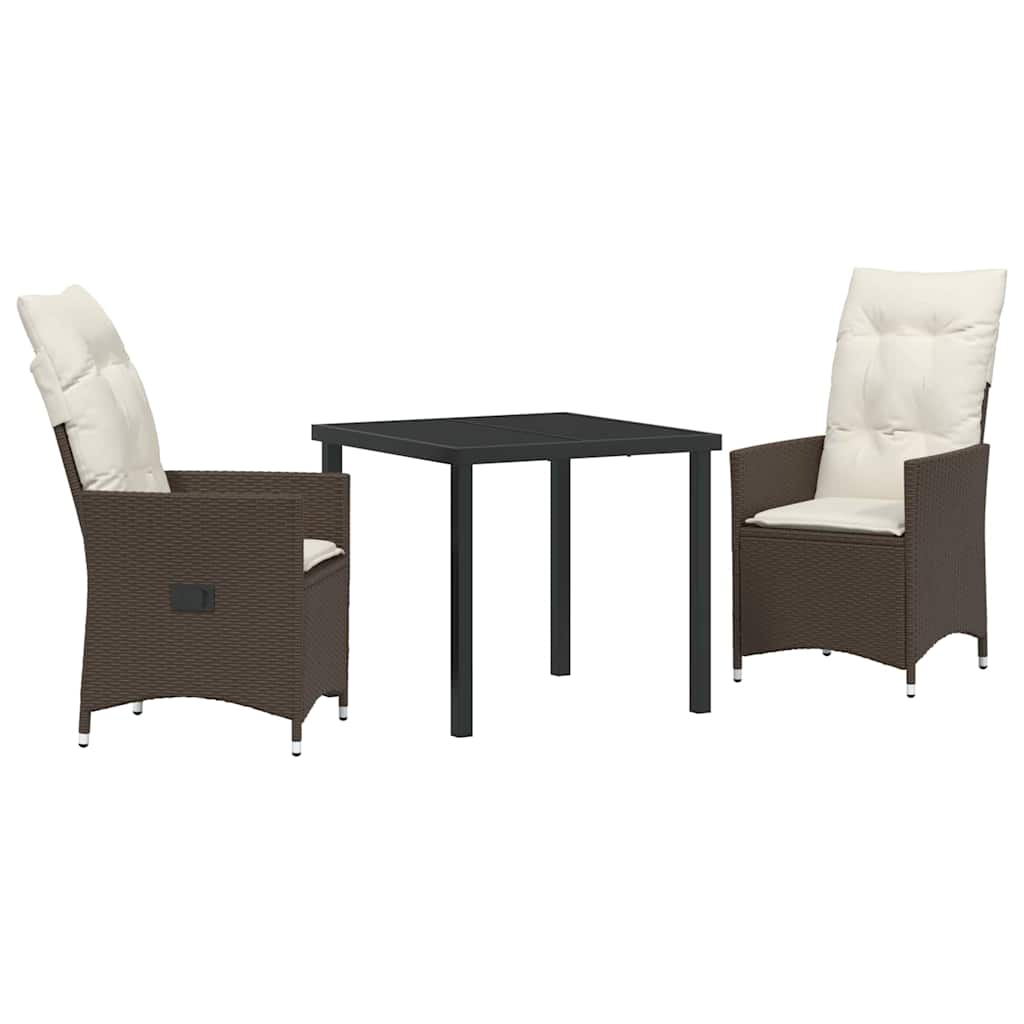 Ensemble de salle à manger pour jardin 3 pcs Marron polyrotin - XIOS
