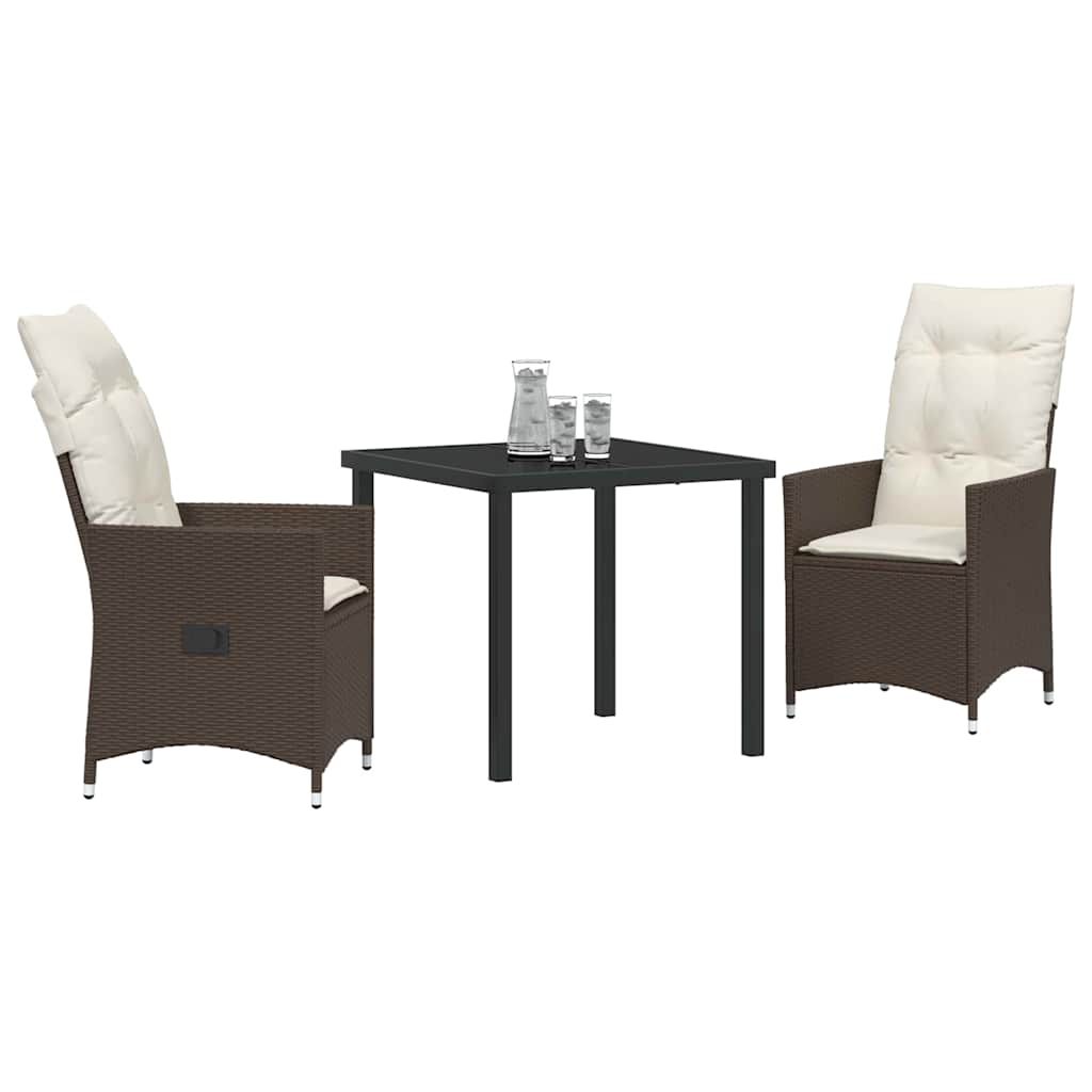 Ensemble de salle à manger pour jardin 3 pcs Marron polyrotin - XIOS