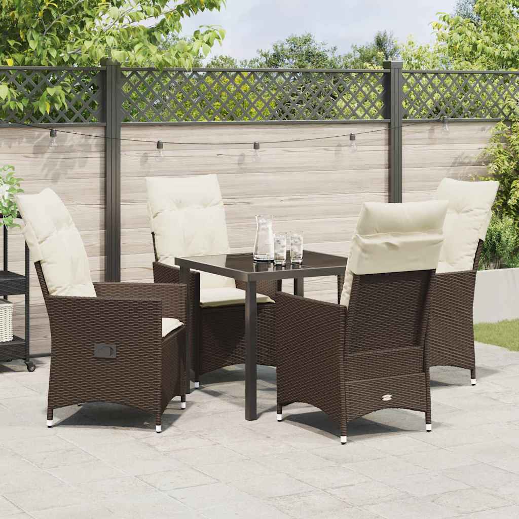 Ensemble de salle à manger pour jardin 5 pcs Marron polyrotin - XIOS