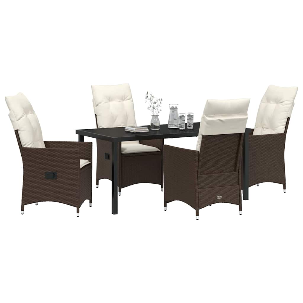 Ensemble de salle à manger pour jardin 5 pcs Marron polyrotin - XIOS