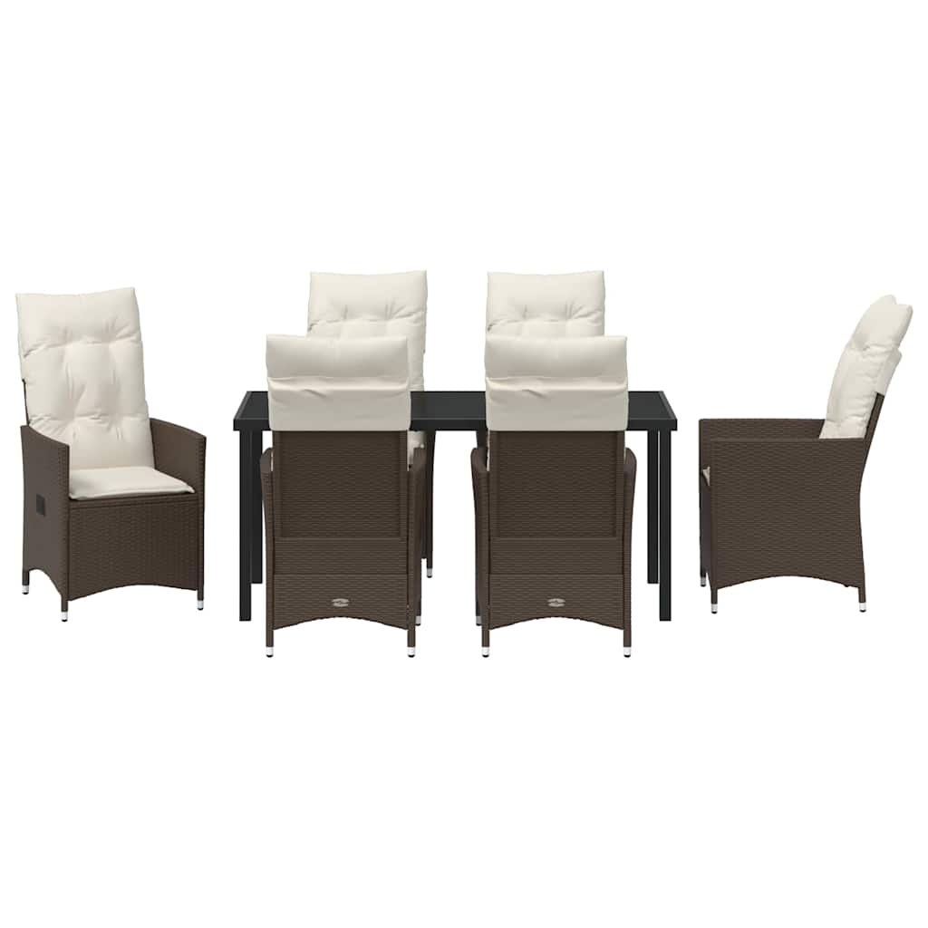 Ensemble de salle à manger pour jardin 7 pcs Marron polyrotin