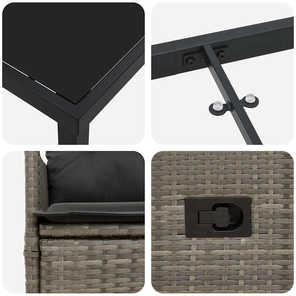 Ensemble de salle à manger pour jardin 3 pcs Gris polyrotin - XIOS