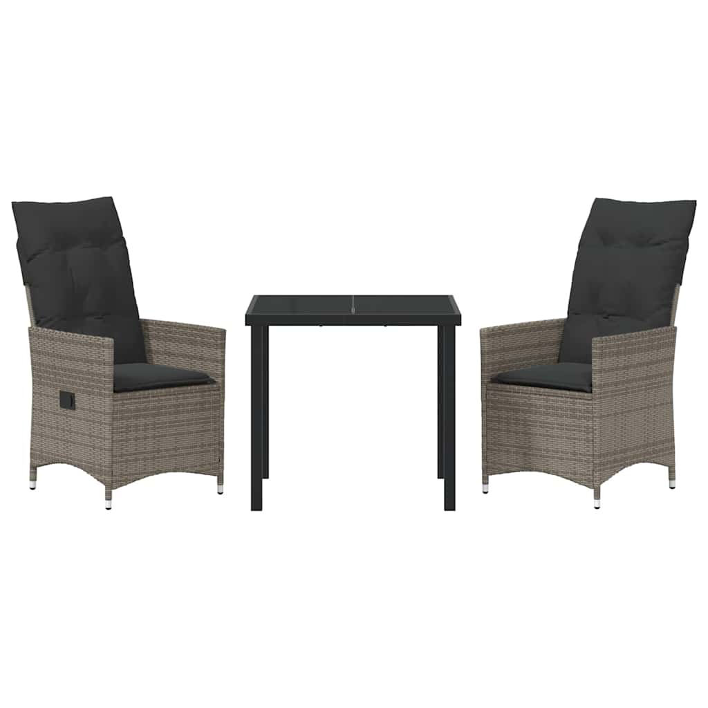 Ensemble de salle à manger pour jardin 3 pcs Gris polyrotin - XIOS