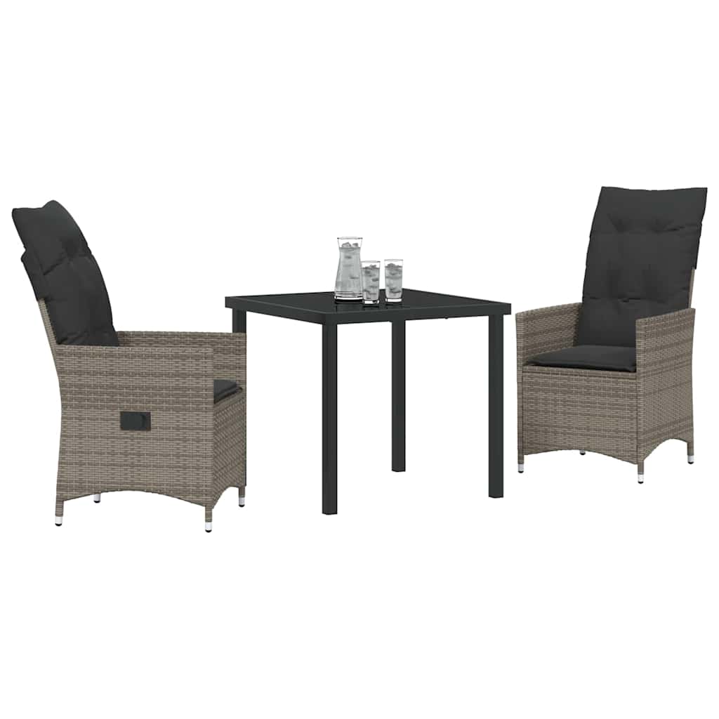 Ensemble de salle à manger pour jardin 3 pcs Gris polyrotin - XIOS