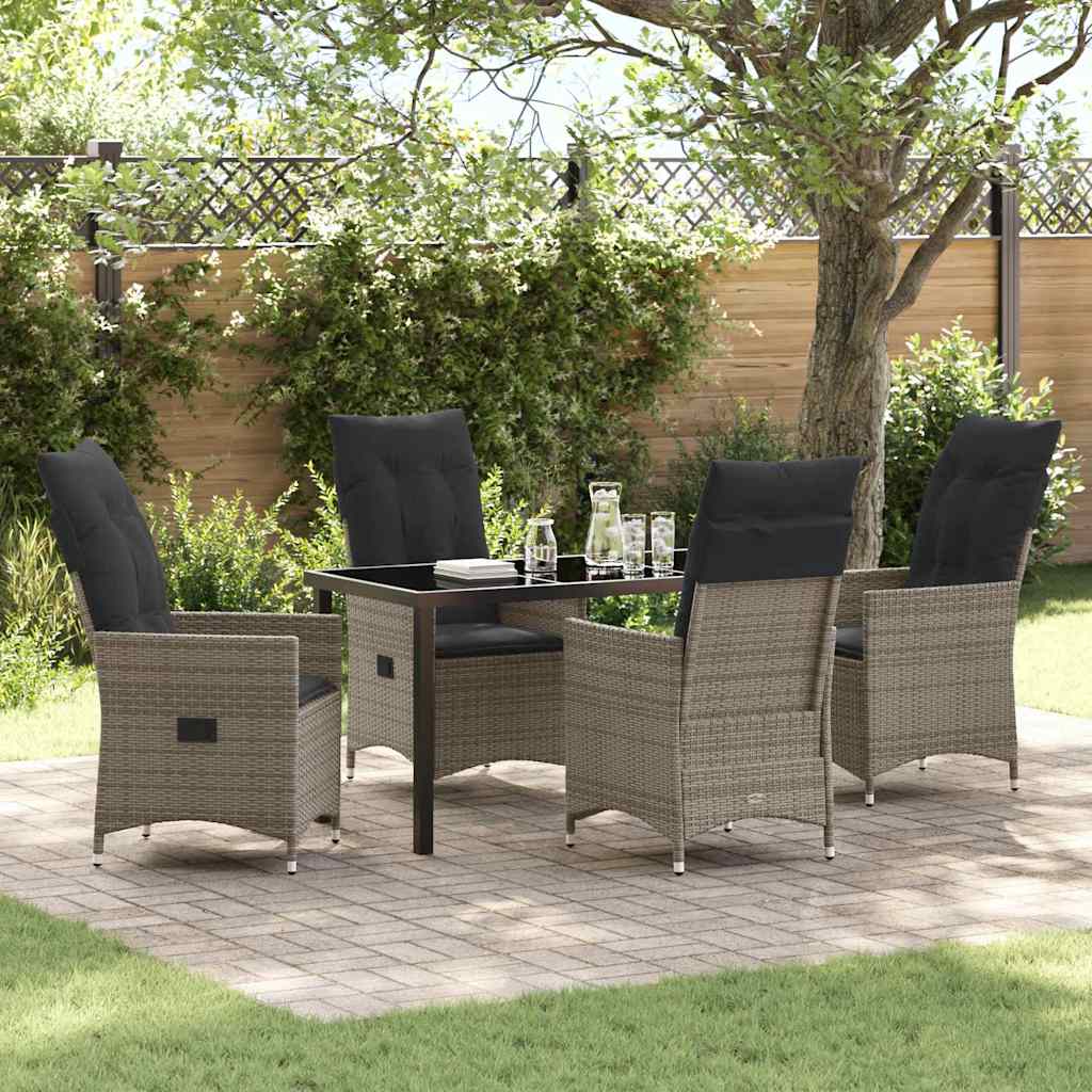 Ensemble de salle à manger pour jardin 5 pcs Gris polyrotin - XIOS