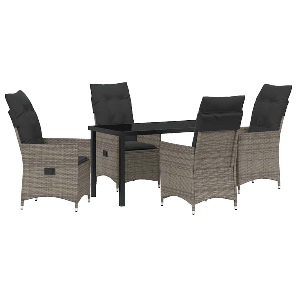 Ensemble de salle à manger pour jardin 5 pcs Gris polyrotin - XIOS