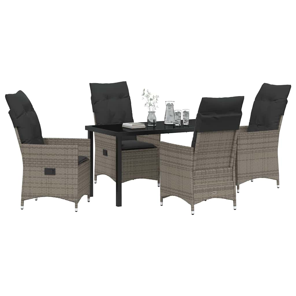 Ensemble de salle à manger pour jardin 5 pcs Gris polyrotin - XIOS