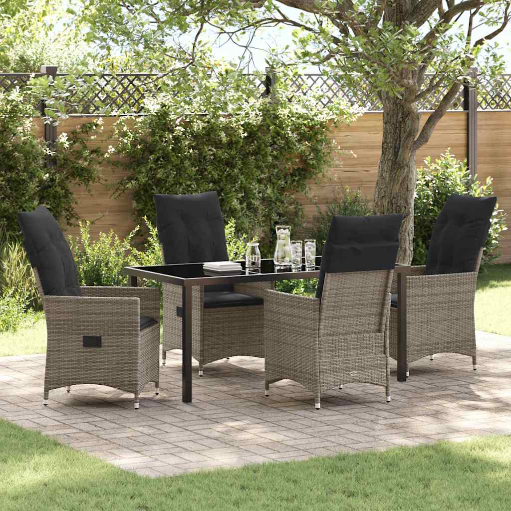 Ensemble de salle à manger pour jardin 5 pcs Gris polyrotin - XIOS