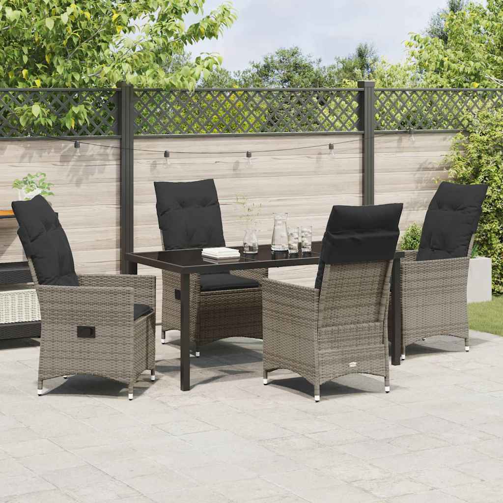 Ensemble de salle à manger pour jardin 5 pcs Gris polyrotin - XIOS
