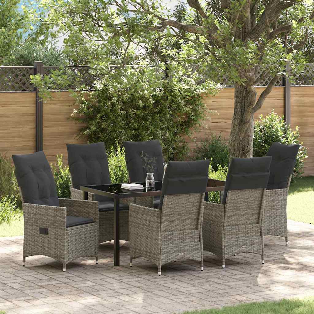 Ensemble de salle à manger pour jardin 7 pcs Gris polyrotin - XIOS