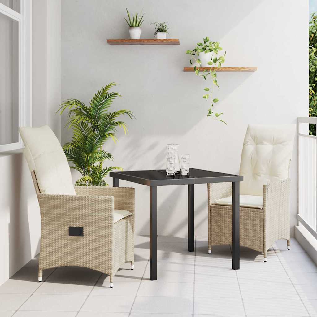 Ensemble de salle à manger pour jardin 3 pcs Beige polyrotin - XIOS