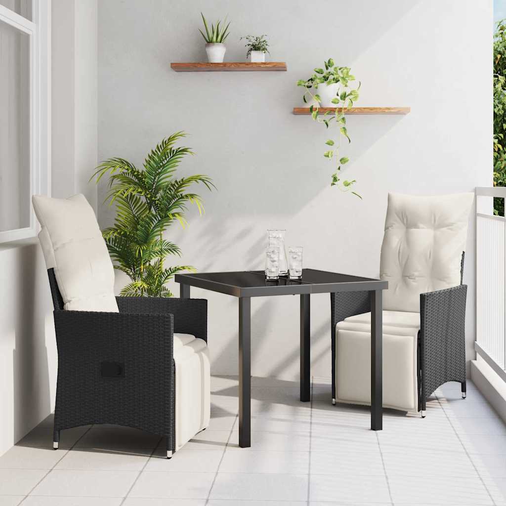 Ensemble de salle à manger pour jardin 3 pcs Noir polyrotin - XIOS
