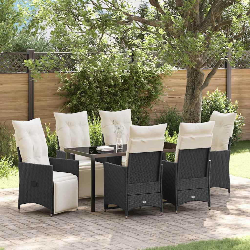 Ensemble de salle à manger pour jardin 7 pcs Noir polyrotin - XIOS