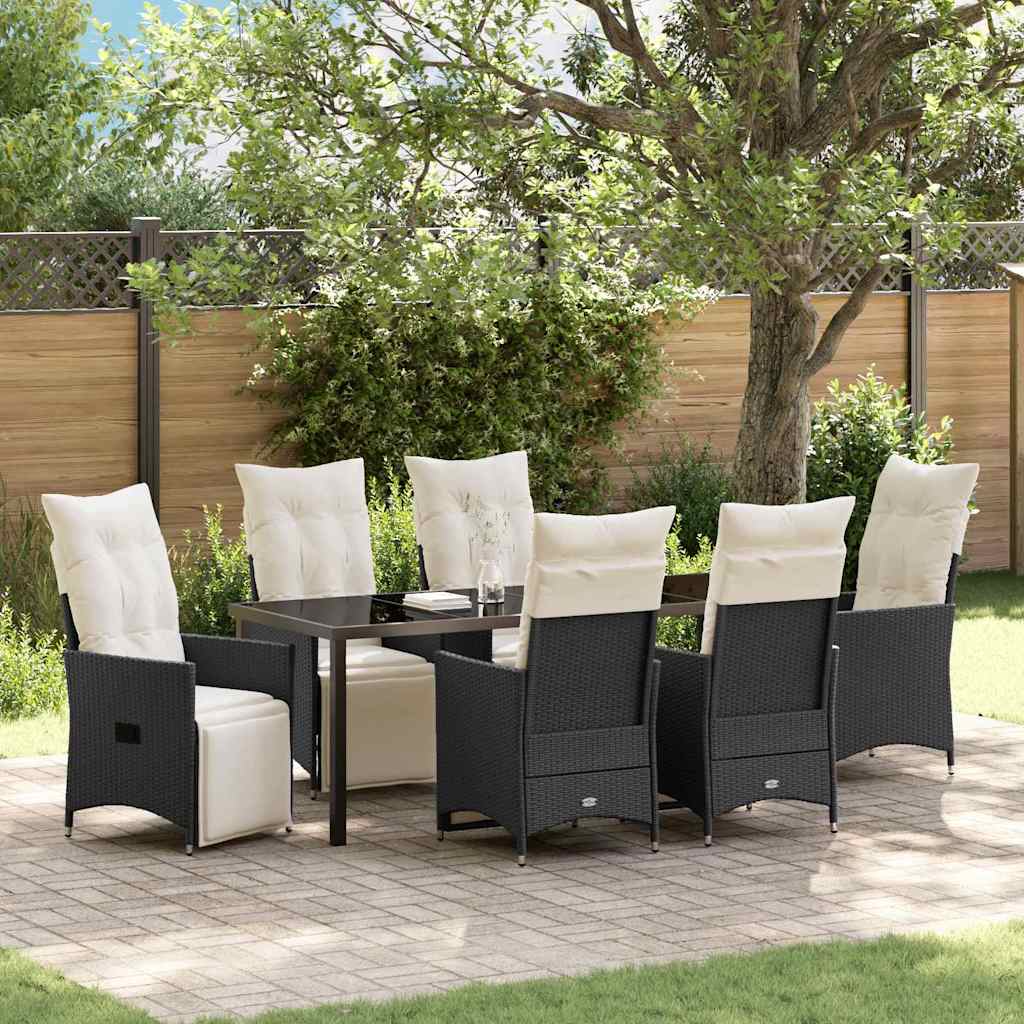 Ensemble de salle à manger pour jardin 7 pcs Noir polyrotin - XIOS