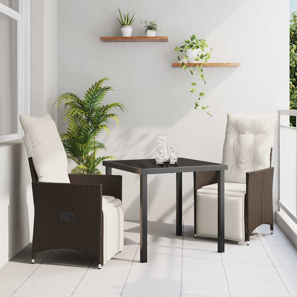 Ensemble de salle à manger pour jardin 3 pcs Marron polyrotin - XIOS