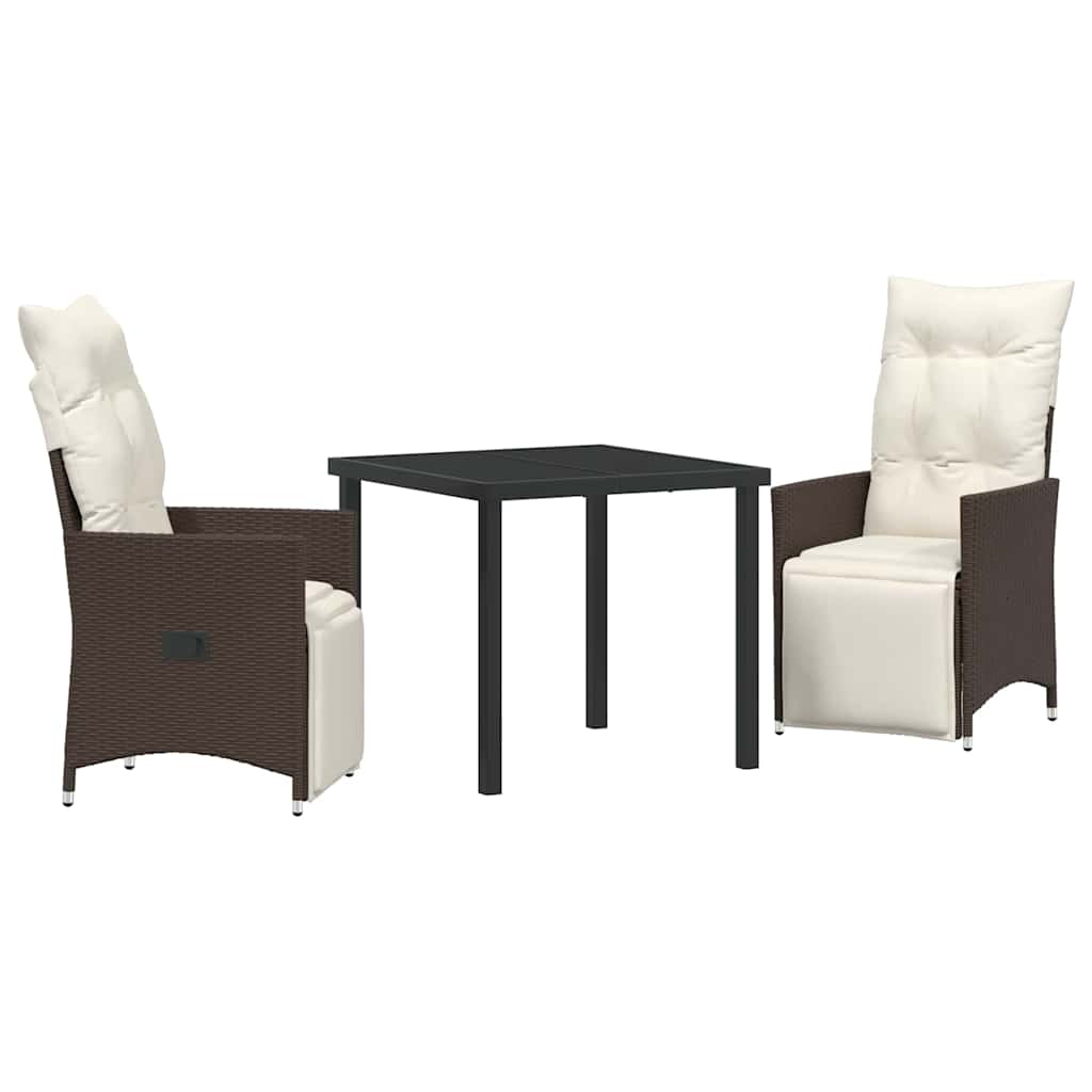 Ensemble de salle à manger pour jardin 3 pcs Marron polyrotin - XIOS