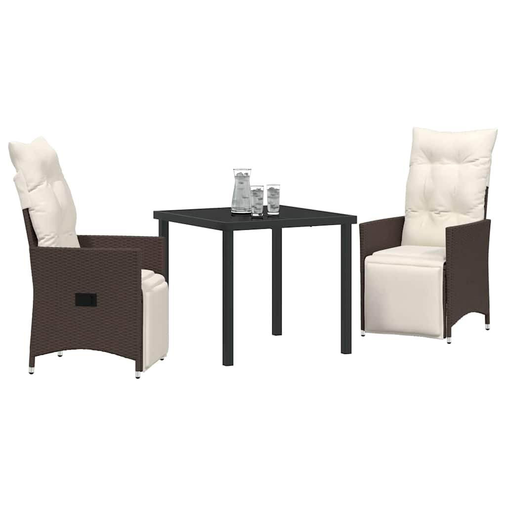 Ensemble de salle à manger pour jardin 3 pcs Marron polyrotin - XIOS
