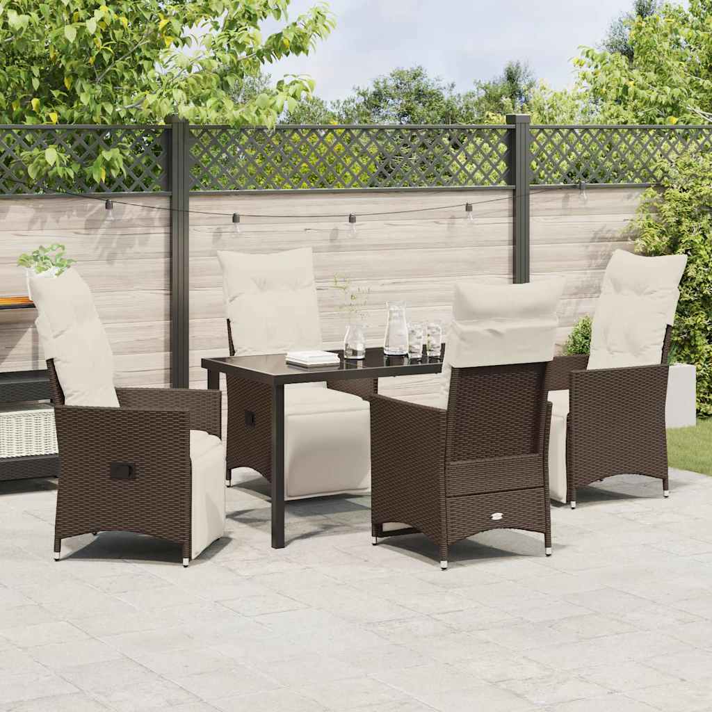 Ensemble de salle à manger pour jardin 5 pcs Marron polyrotin - XIOS