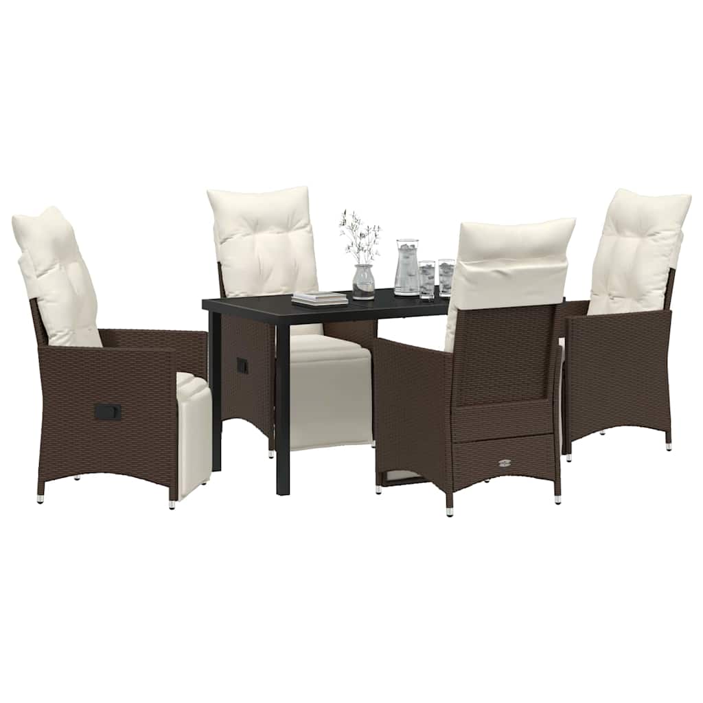 Ensemble de salle à manger pour jardin 5 pcs Marron polyrotin - XIOS