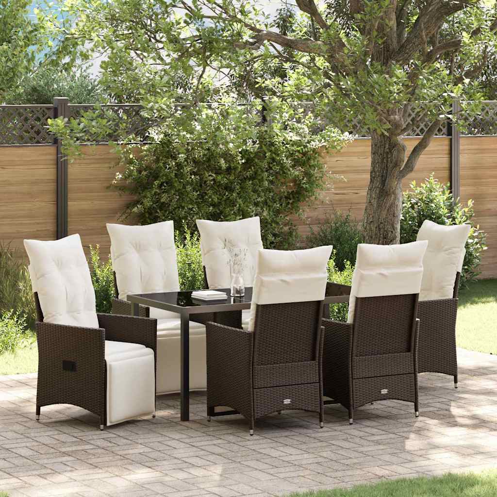 Ensemble de salle à manger pour jardin 7 pcs Marron polyrotin - XIOS