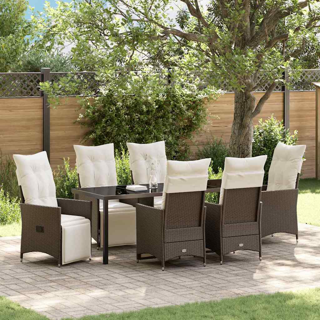 Ensemble de salle à manger pour jardin 7 pcs Marron polyrotin - XIOS