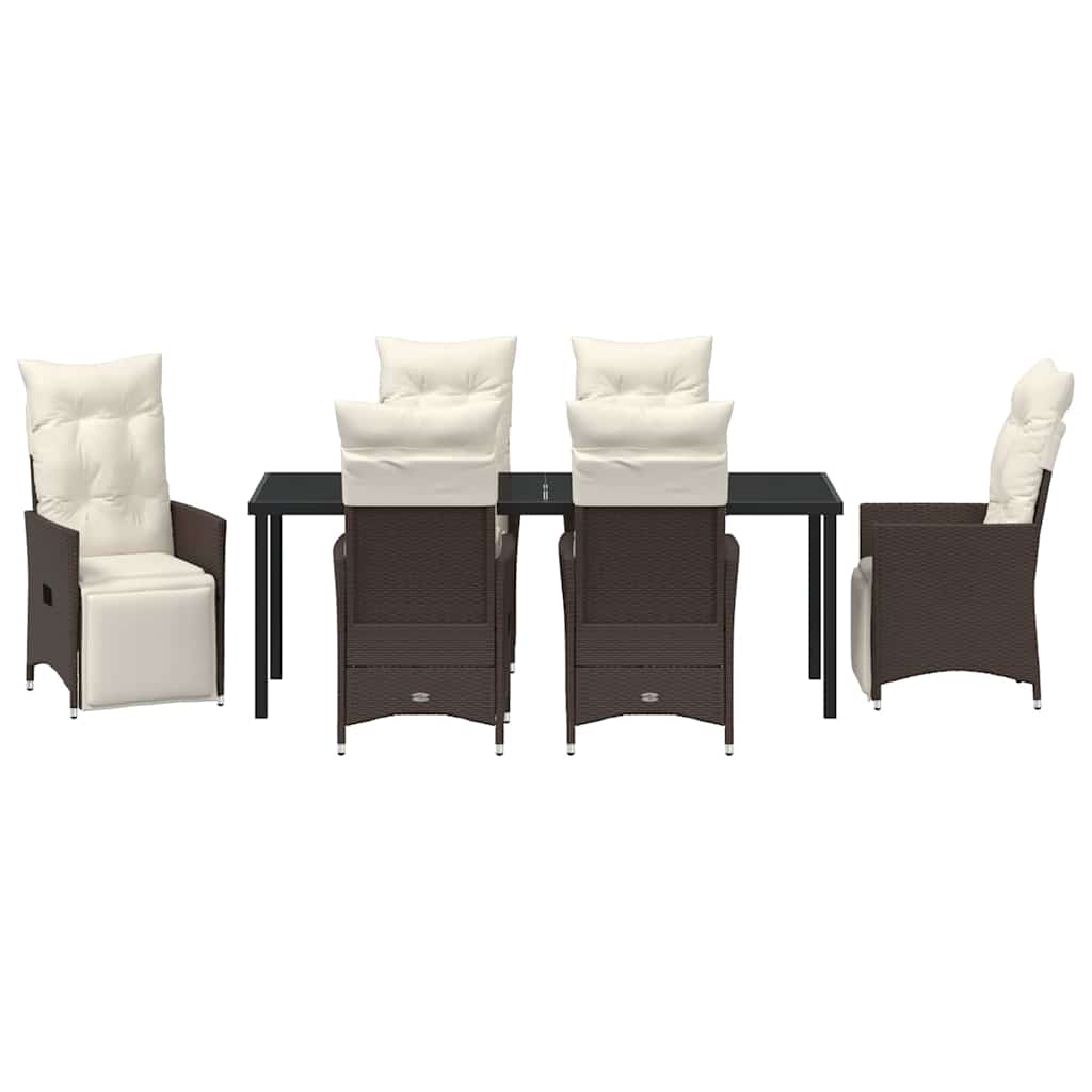 Ensemble de salle à manger pour jardin 7 pcs Marron polyrotin - XIOS
