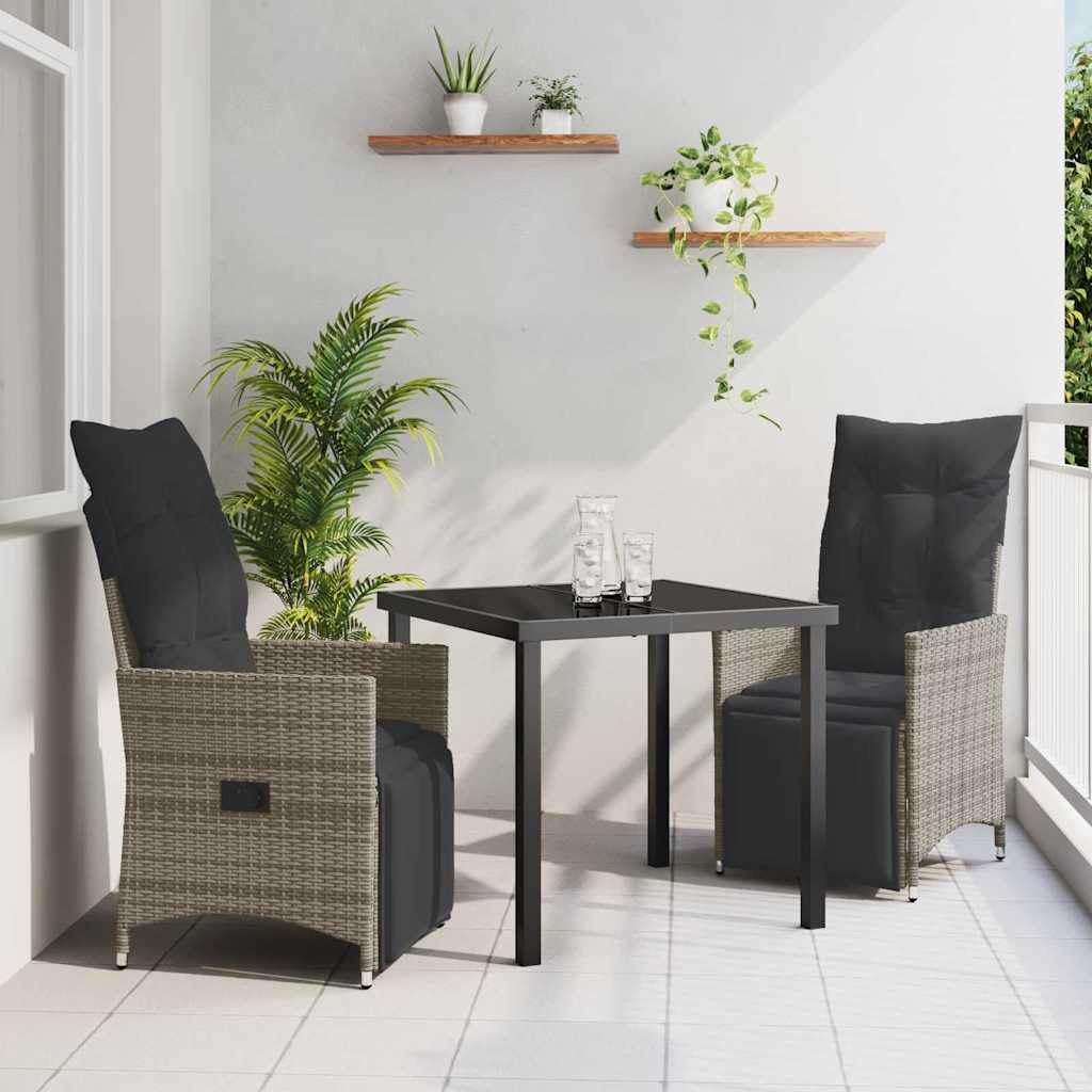 Ensemble de salle à manger pour jardin 3 pcs Gris polyrotin - XIOS
