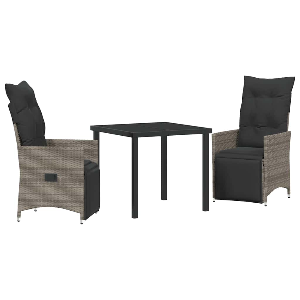 Ensemble de salle à manger pour jardin 3 pcs Gris polyrotin - XIOS