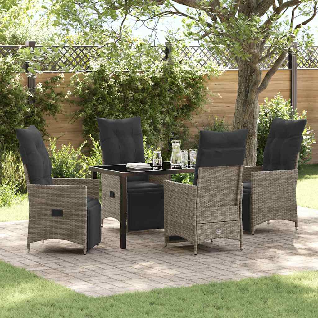 Ensemble de salle à manger pour jardin 5 pcs Gris polyrotin - XIOS