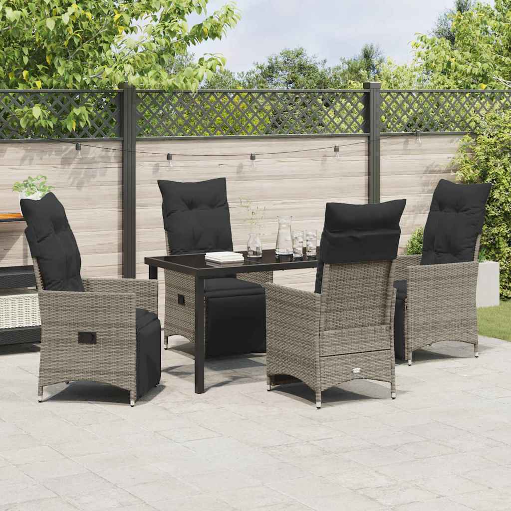Ensemble de salle à manger pour jardin 5 pcs Gris polyrotin - XIOS