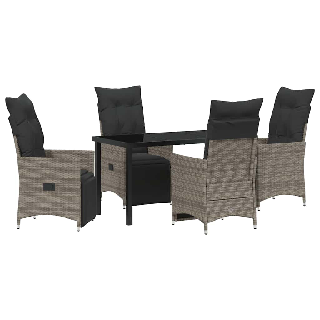Ensemble de salle à manger pour jardin 5 pcs Gris polyrotin - XIOS