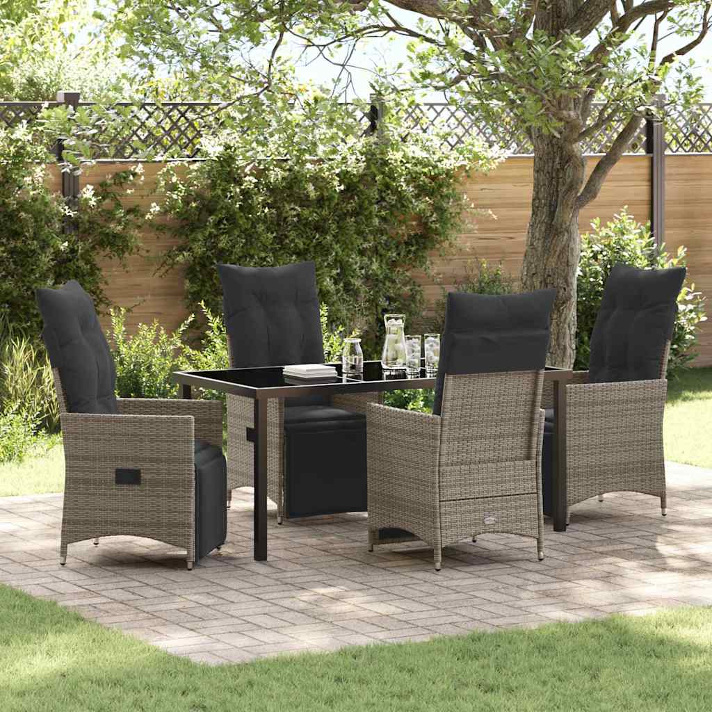 Ensemble de salle à manger pour jardin 5 pcs Gris polyrotin - XIOS